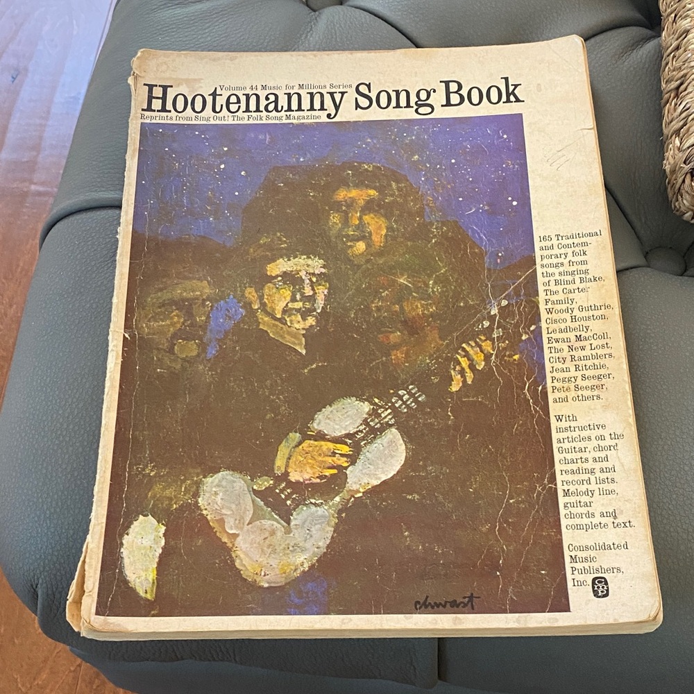 Vintage Hootenanny Song Book with Blue and Brown Cover